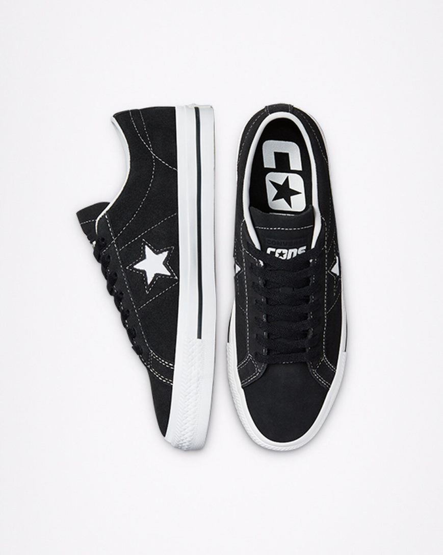 Zapatillas Skate Converse CONS One Star Pro Suede Hombre Negras Blancas | PE 8405EW